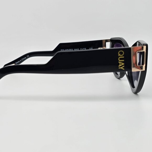 Quay Australia Mad Cute Black Frame Polarized Gradient Lens Cat Eye Sunglasses main image 5